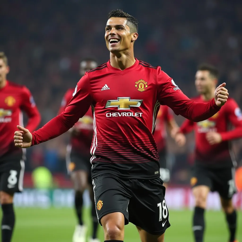 Ronaldo trong màu áo Manchester United