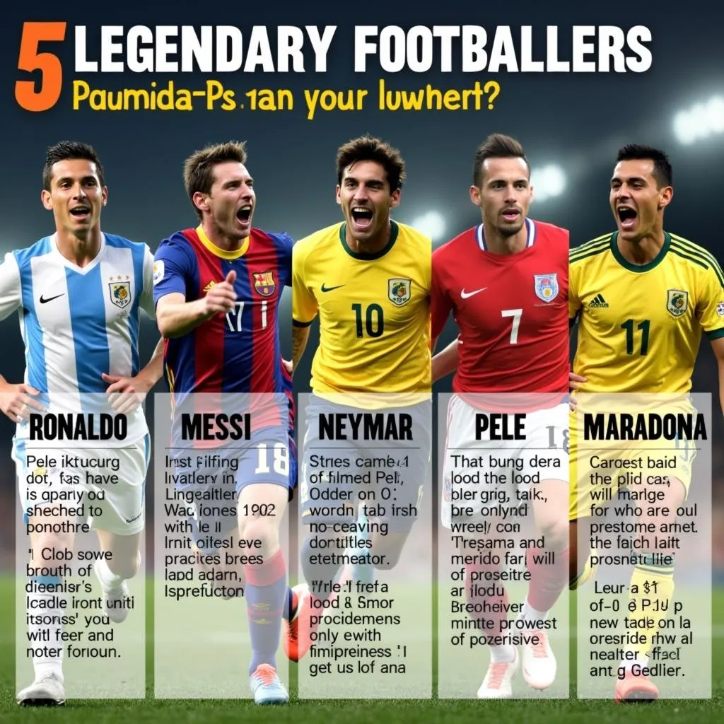 So sánh 5 cầu thủ bóng đá vĩ đại nhất lịch sử: Ronaldo, Messi, Neymar, Pele, Maradona