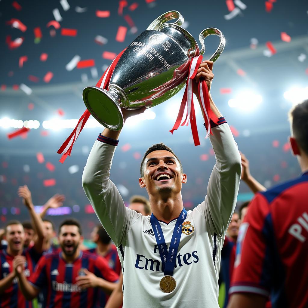 Ronaldo nâng cao chiếc cup Champions League