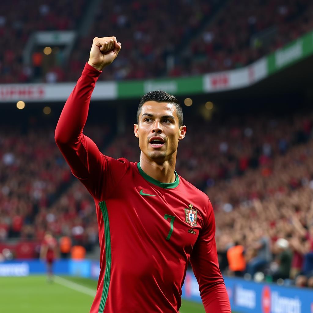 Ronaldo ăn mừng chiến thắng tại Nations League