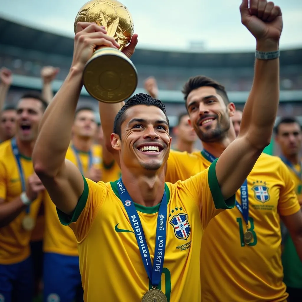 Ronaldo Phenomenon celebrating during the 2002 World Cup