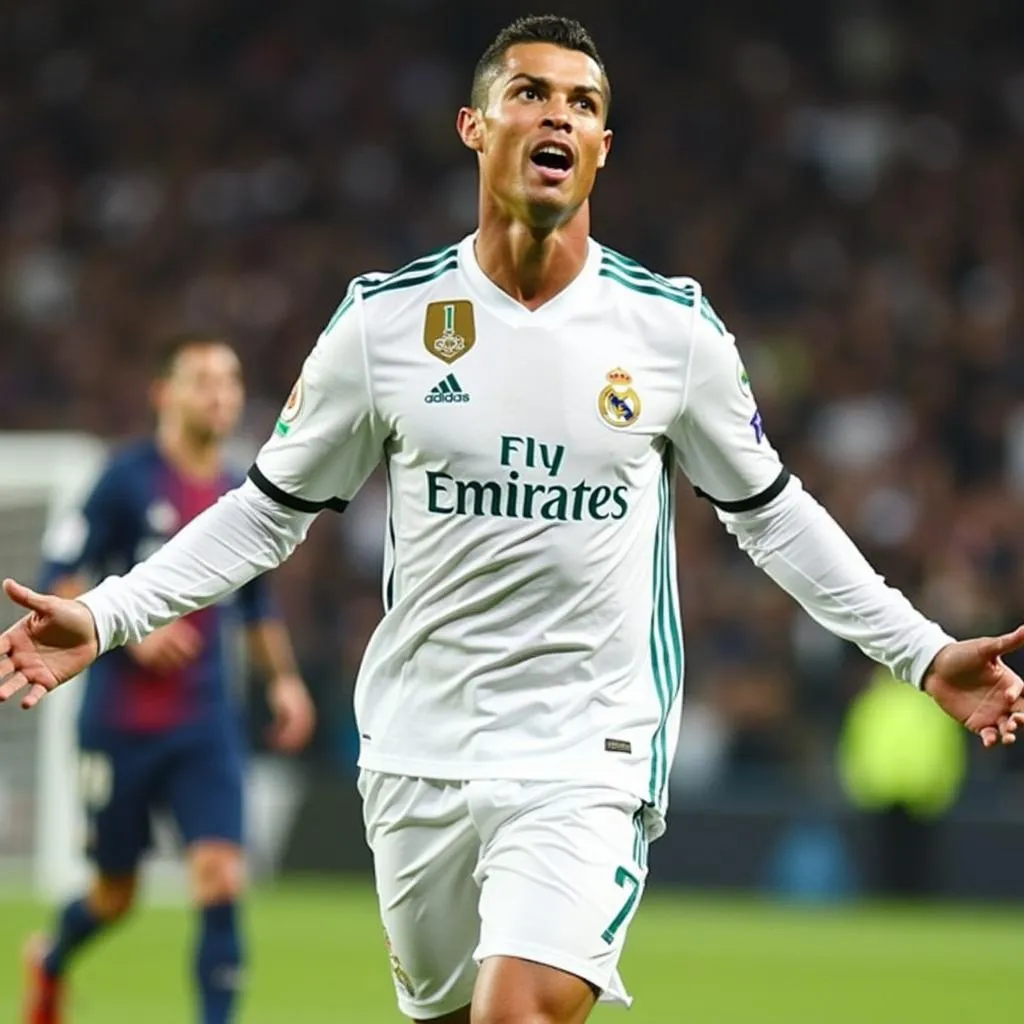 Ronaldo celebrating goals for Real Madrid in 2017