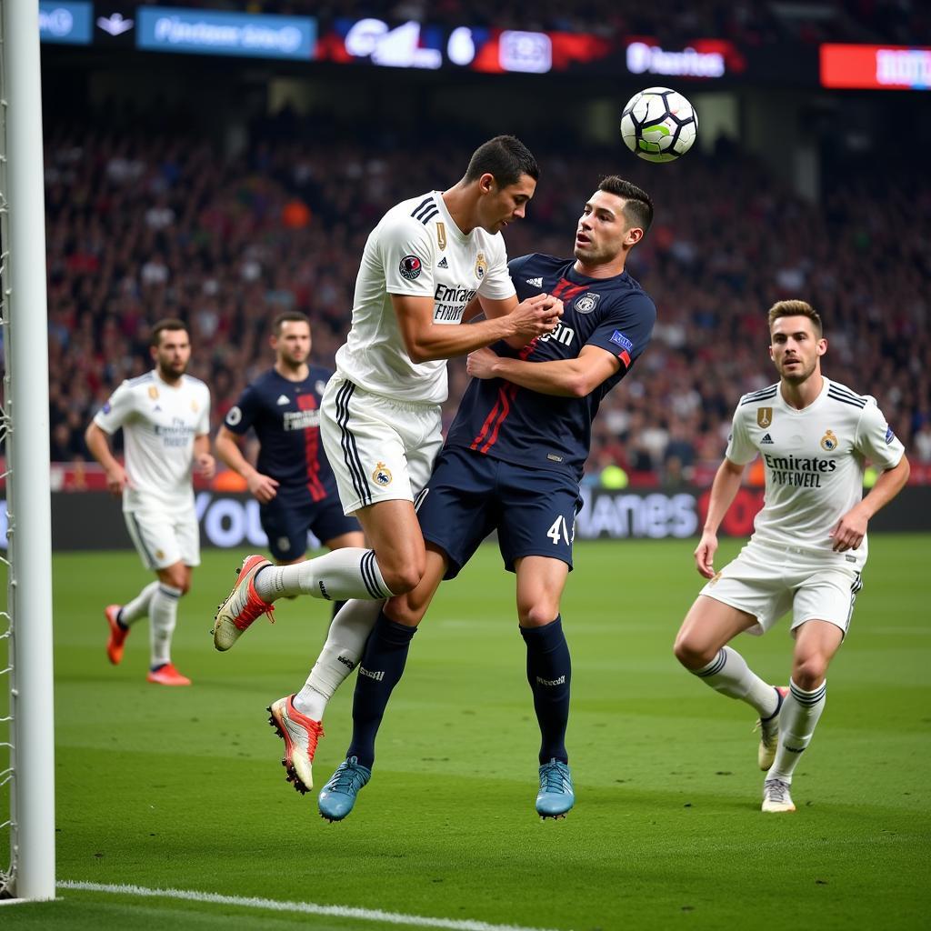 Ronaldo ăn mừng bàn thắng trong màu áo Real Madrid