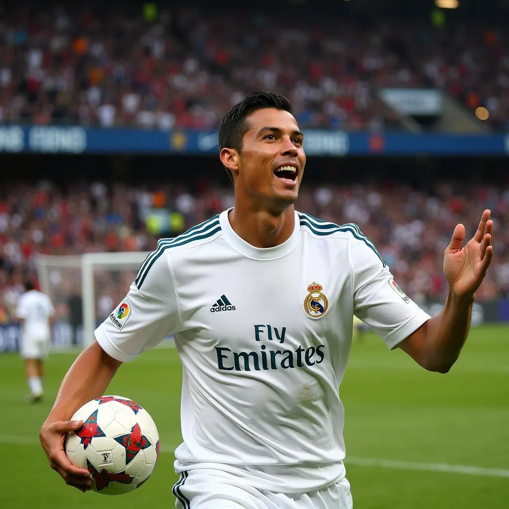 Ronaldo celebrating a goal for Real Madrid