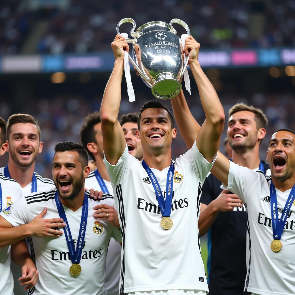 Ronaldo cùng Real Madrid nâng cup C1