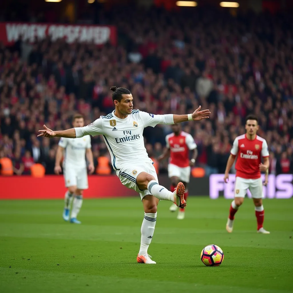 Ronaldo ghi bàn bằng cú sút phạt hàng rào &quot;vô đối&quot; vào lưới Arsenal