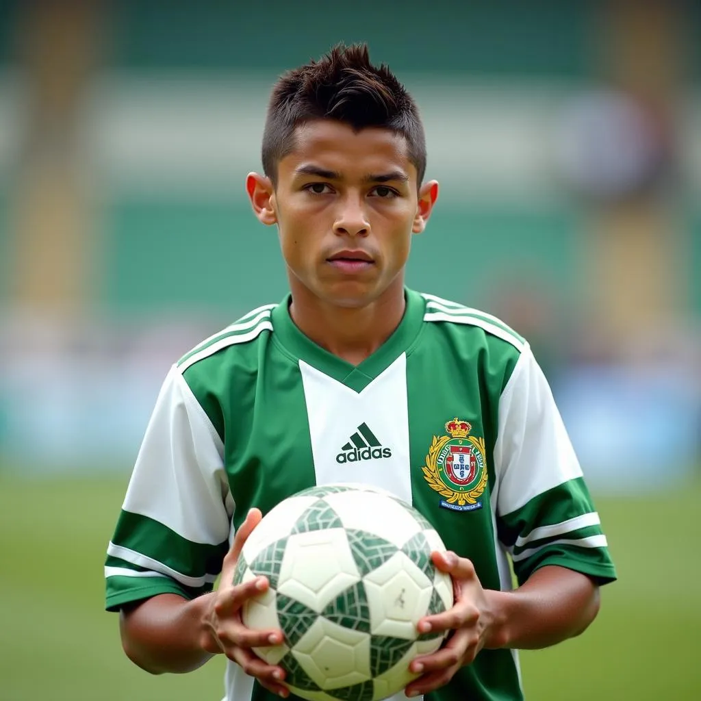 Ronaldo in Sporting Lisbon Jersey