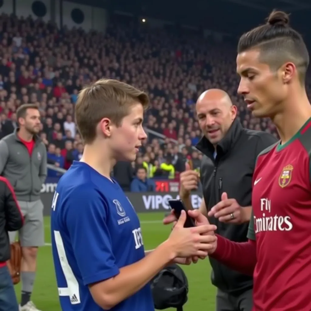 Cristiano Ronaldo slapping fan's phone