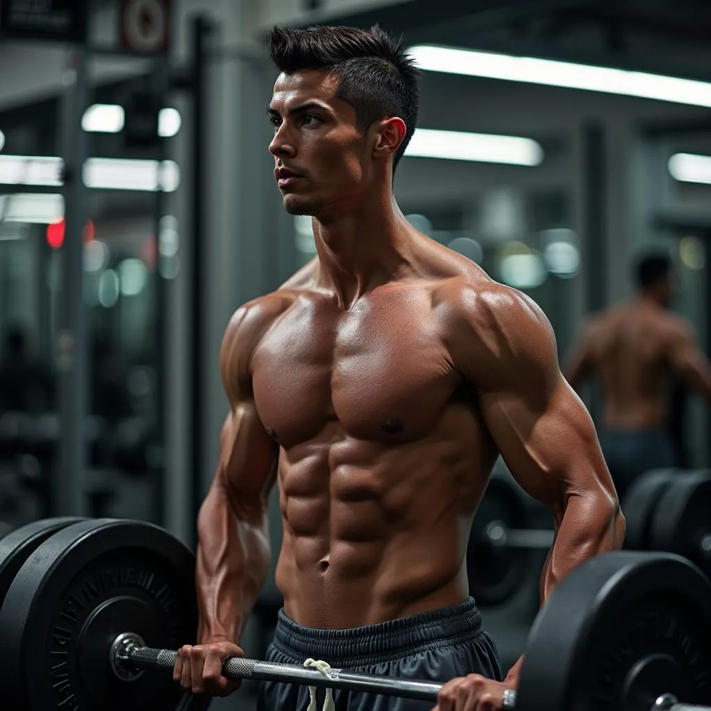 Ronaldo tập luyện trong phòng gym