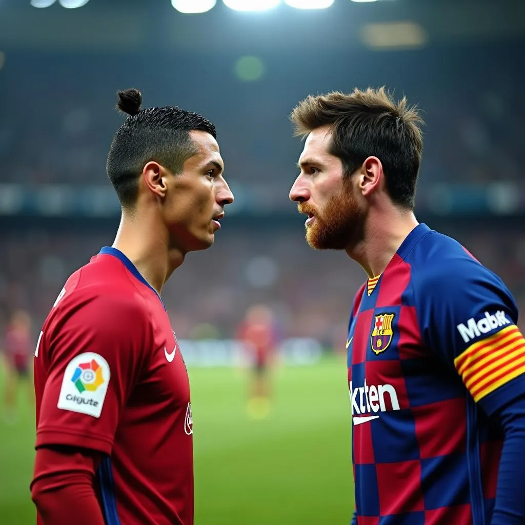 Ronaldo và Messi đối mặt trên sân cỏ