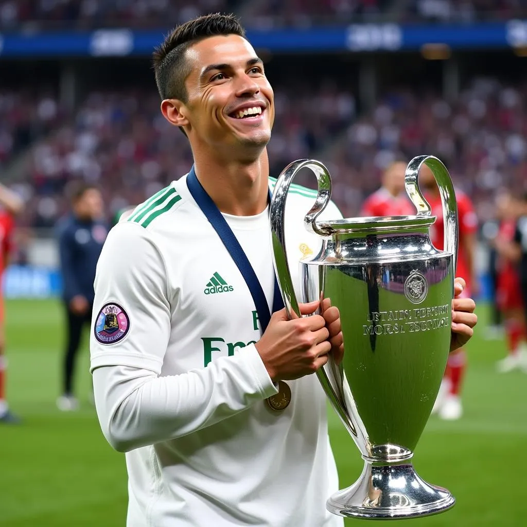 Ronaldo nâng cao chiếc cúp Champions League