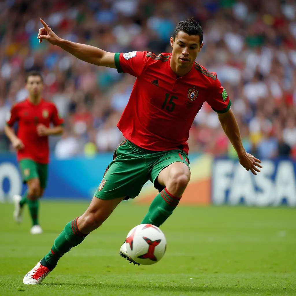 Ronaldo ghi bàn cho đội tuyển Bồ Đào Nha ở World Cup 2010