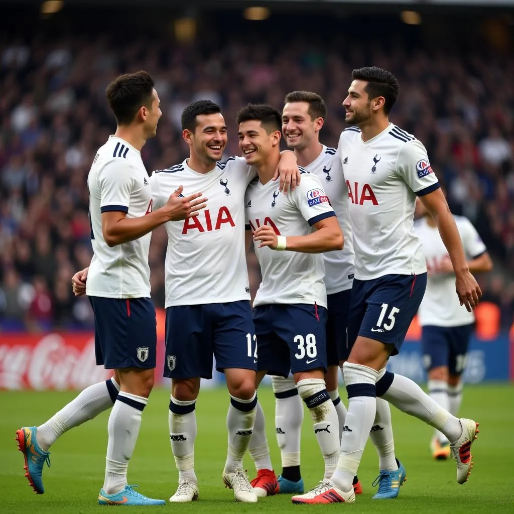 Son Heung-min, the South Korean footballing icon, celebrates a goal with his teammates