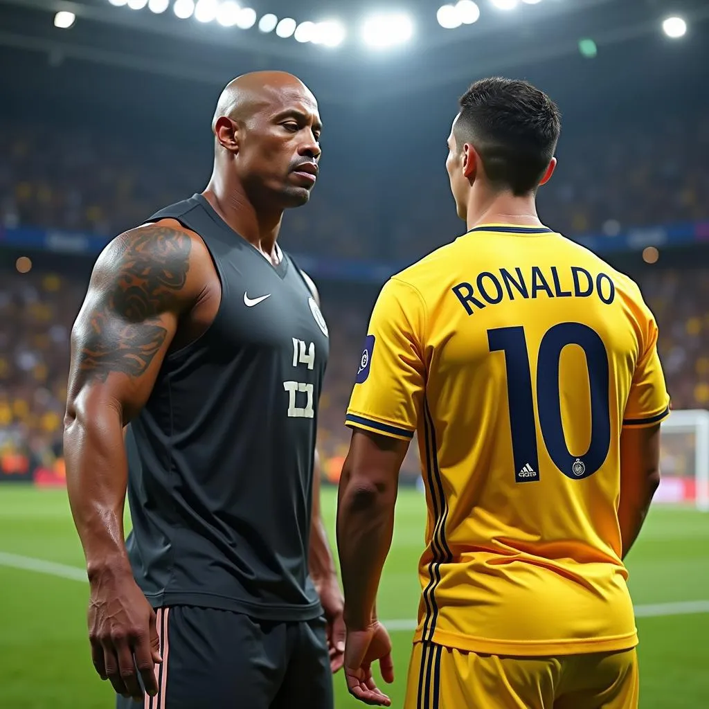 The Rock và Ronaldo tại sân vận động