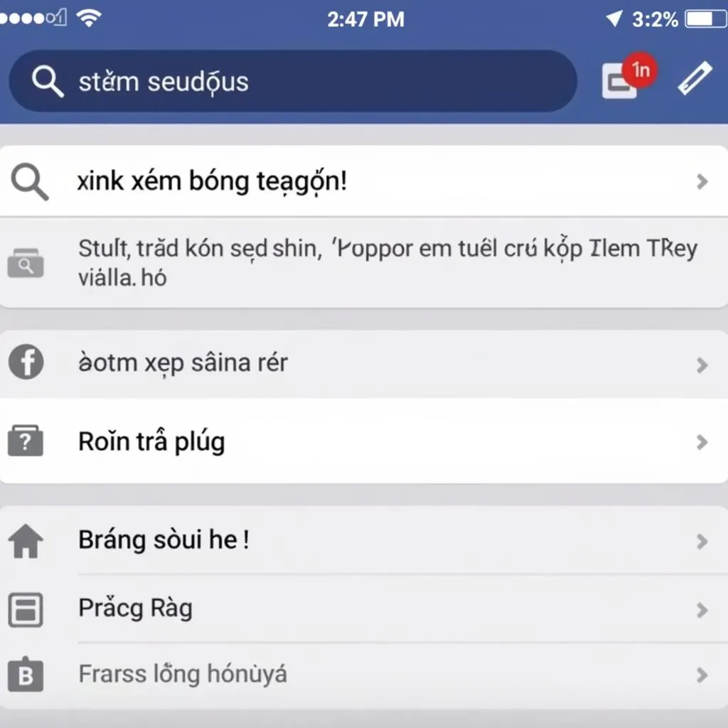 Tìm kiếm link xem bóng đá trực tuyến trên Facebook