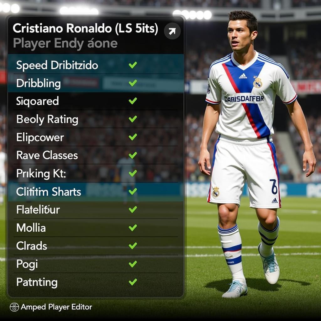 Chỉnh sửa chỉ số Ronaldo 2008 trong PES 17