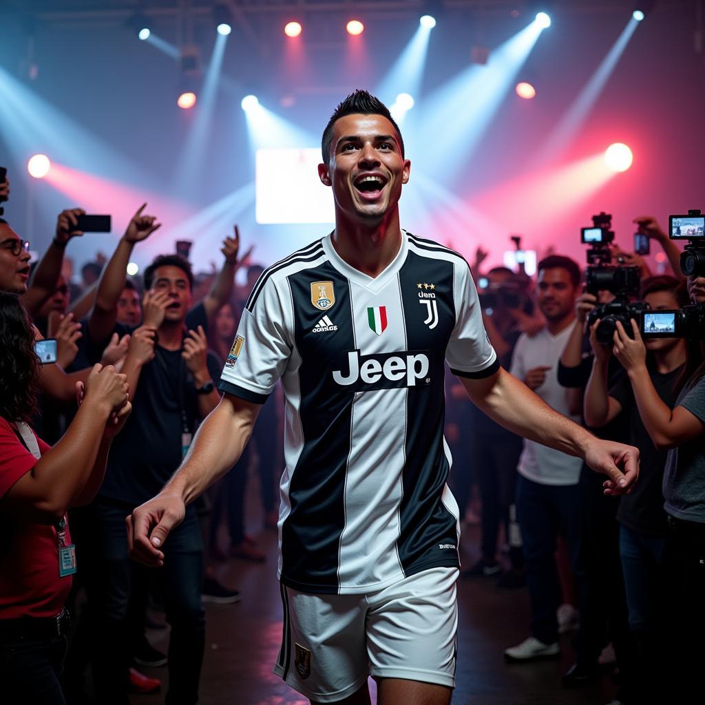 Cristiano Ronaldo trong buổi ra mắt Juventus