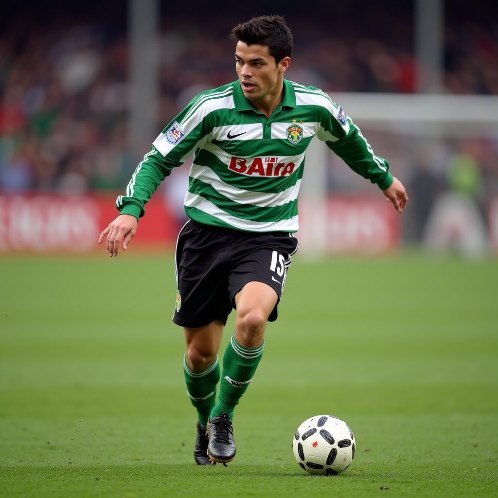 Cristiano Ronaldo trong màu áo Sporting Lisbon năm 2003