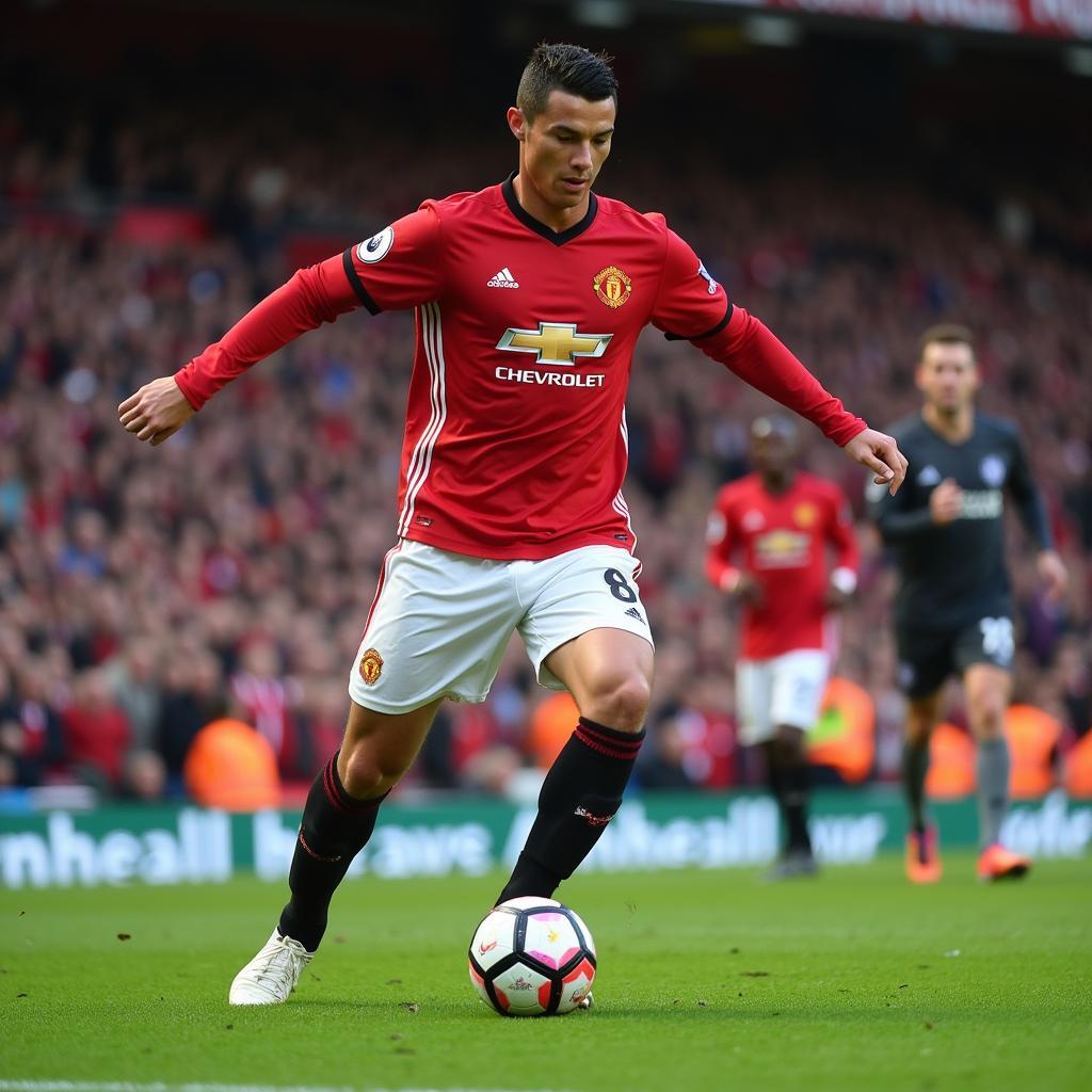 Cristiano Ronaldo thể hiện kỹ năng điêu luyện trong màu áo Man United