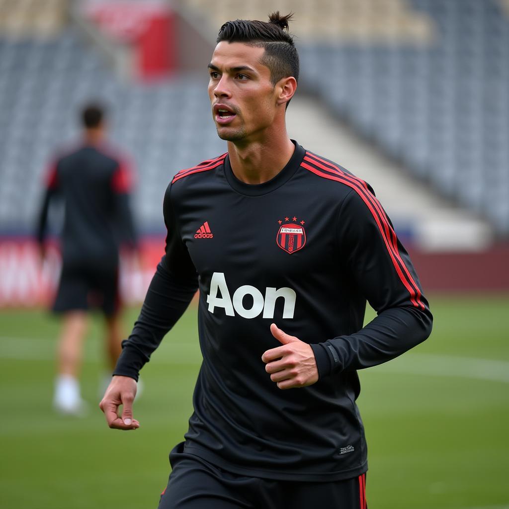 Cristiano Ronaldo engaged in an intense training regime