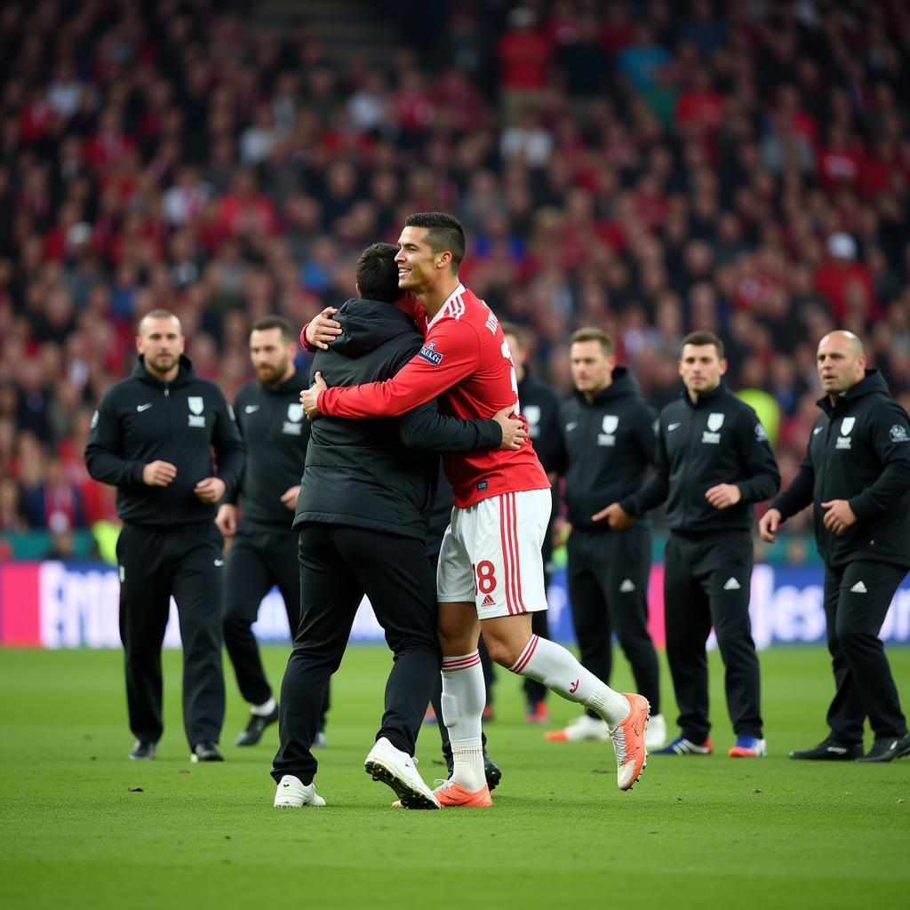 Fan làm gian đoạn Ronaldo trong trận đấu