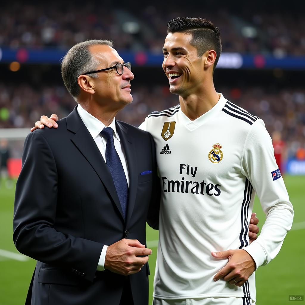 Florentino Perez và Ronaldo ăn mừng chiến thắng