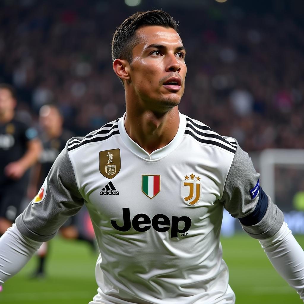 Giá bán Ronaldo tại Juventus - Hình ảnh minh họa về Ronaldo trong màu áo Juventus, thể hiện sự thích nghi và thành công của anh tại Serie A.