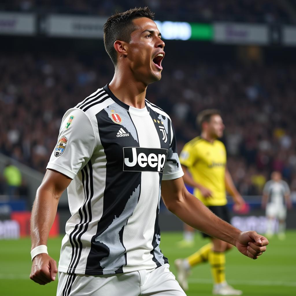 Hình nền 4K Ronaldo Juventus ăn mừng bàn thắng