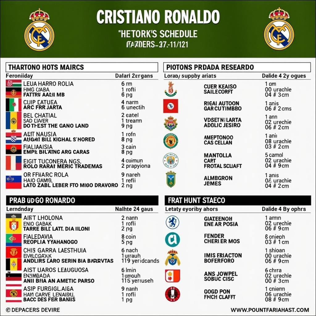 Lịch thi đấu của Ronaldo cập nhật mới nhất