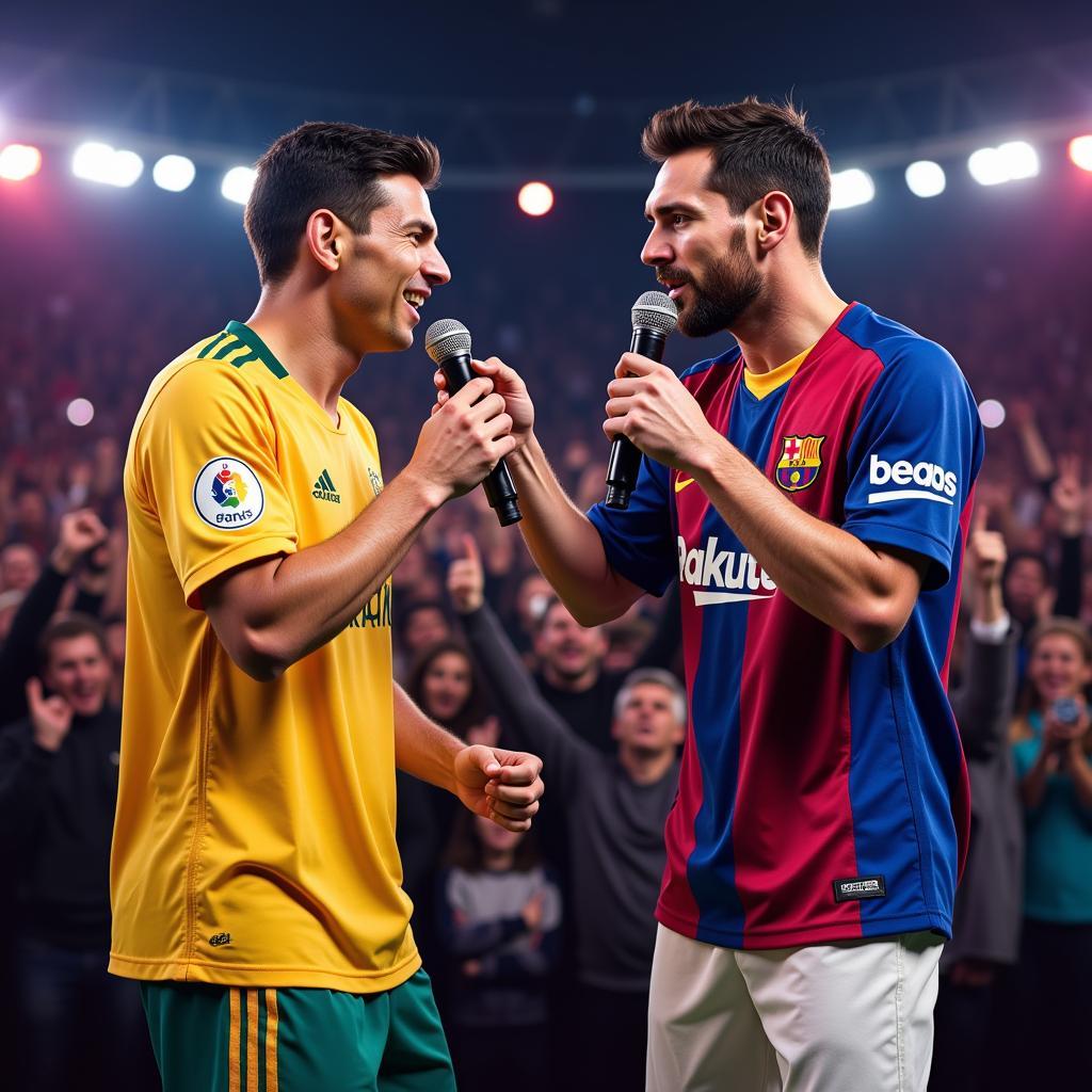 Messi và Ronaldo trong trận Rap Battle