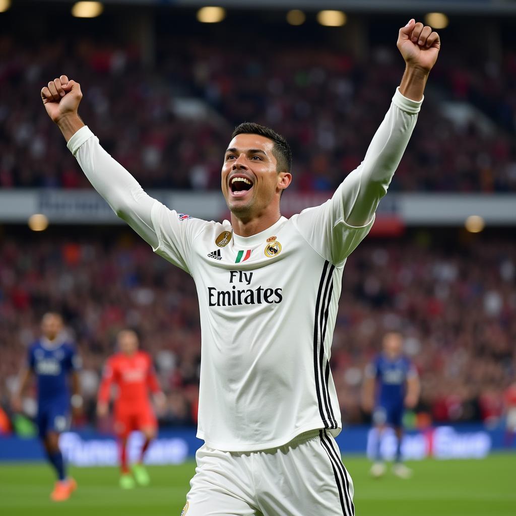 Ronaldo ăn mừng bàn thắng với nụ cười rạng rỡ