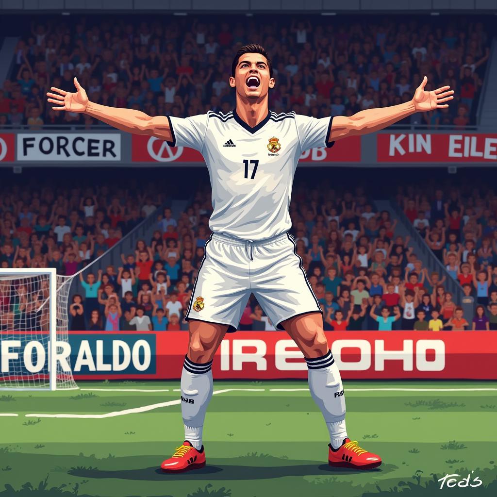 Retro Soccer Arcade Game Cristiano Ronaldo Celebration