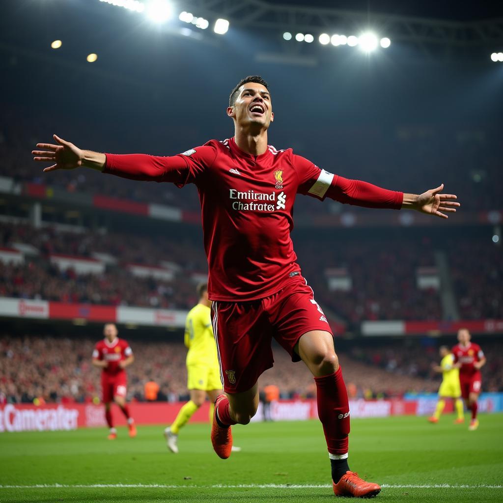 Ronaldo ăn mừng bàn thắng quan trọng