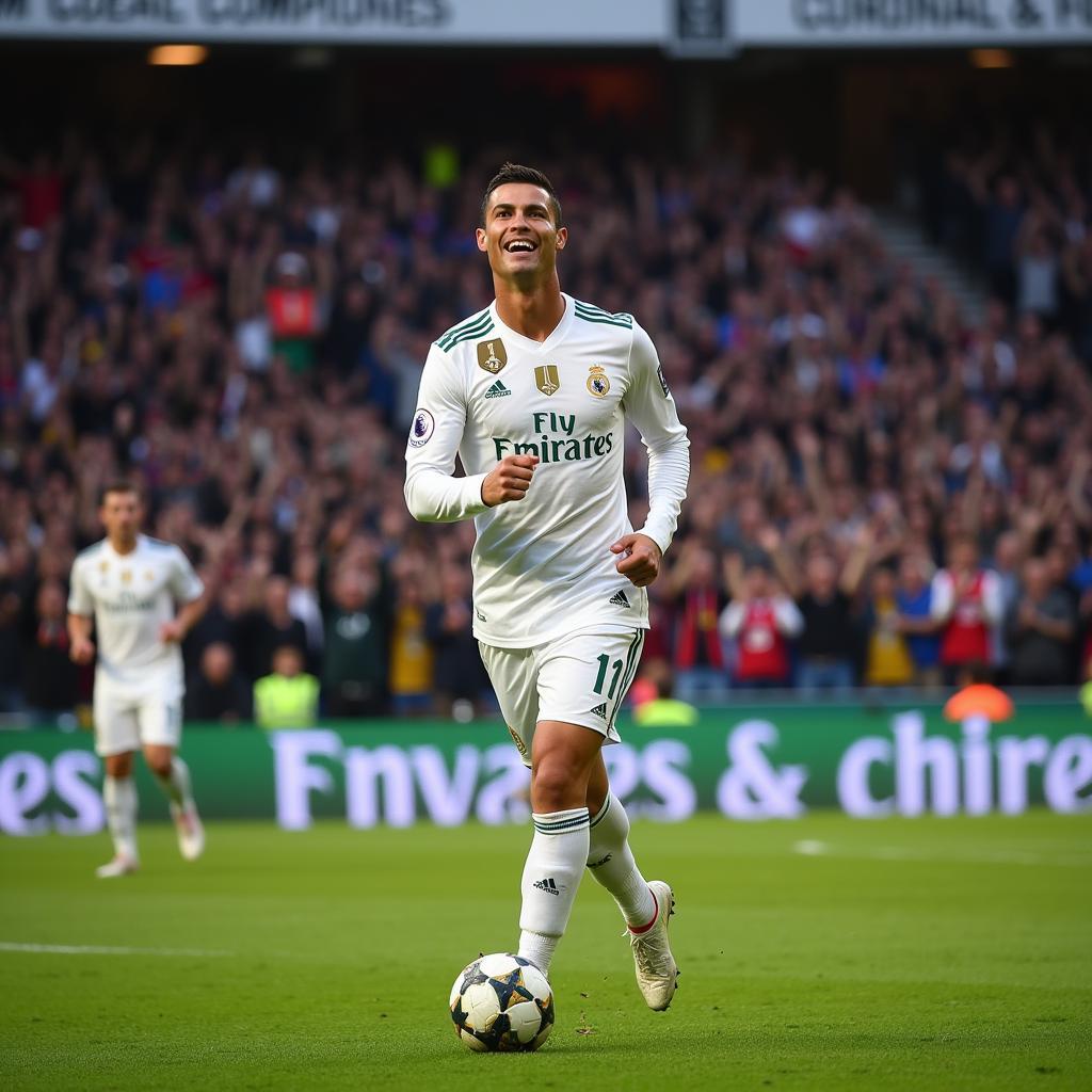 Ronaldo ăn mừng bàn thắng siêu phẩm