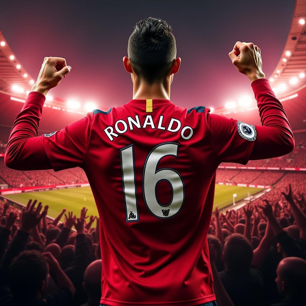 Ronaldo ăn mừng bàn thắng trong màu áo Manchester United