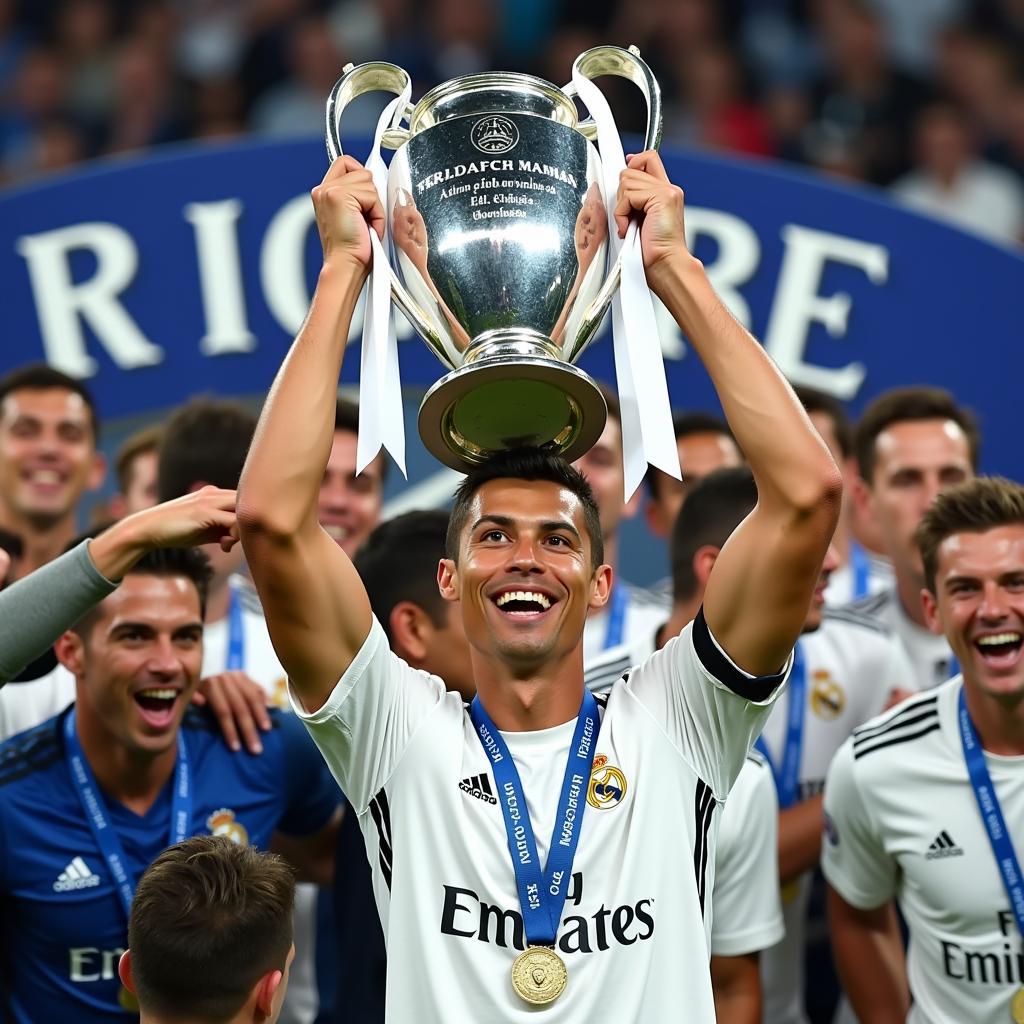 Ronaldo ăn mừng chiến thắng Champions League