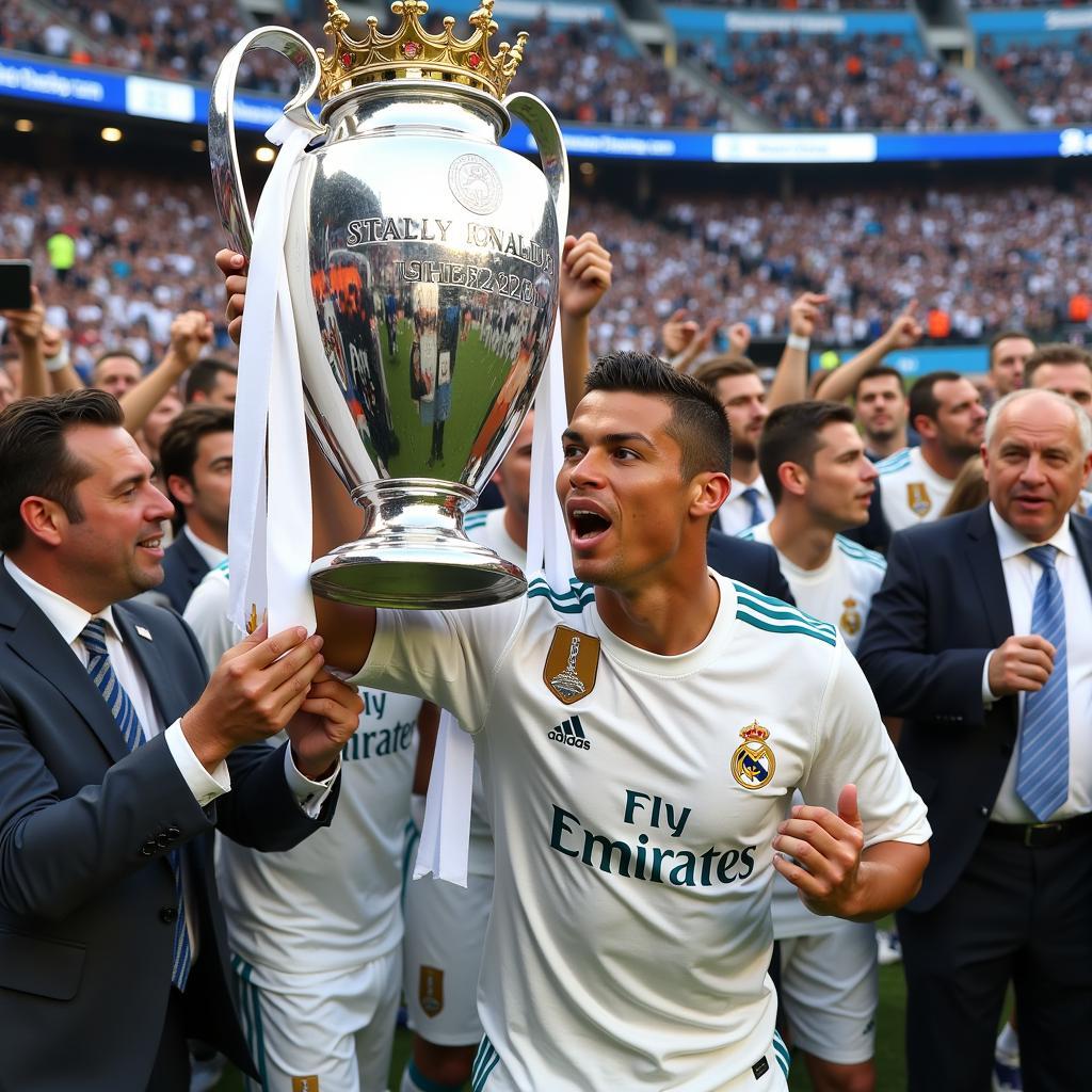 Ronaldo ăn mừng chức vô địch Champions League