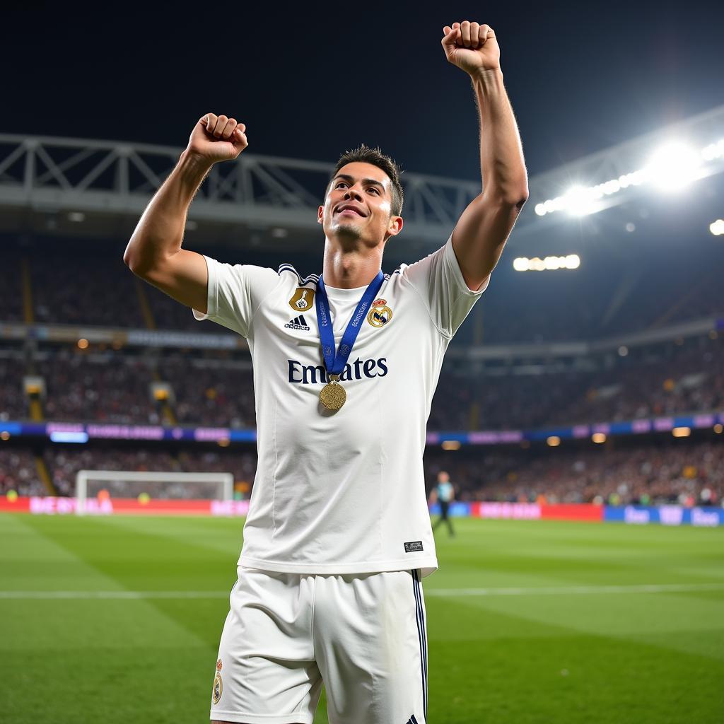 Ronaldo ăn mừng danh hiệu Champions League