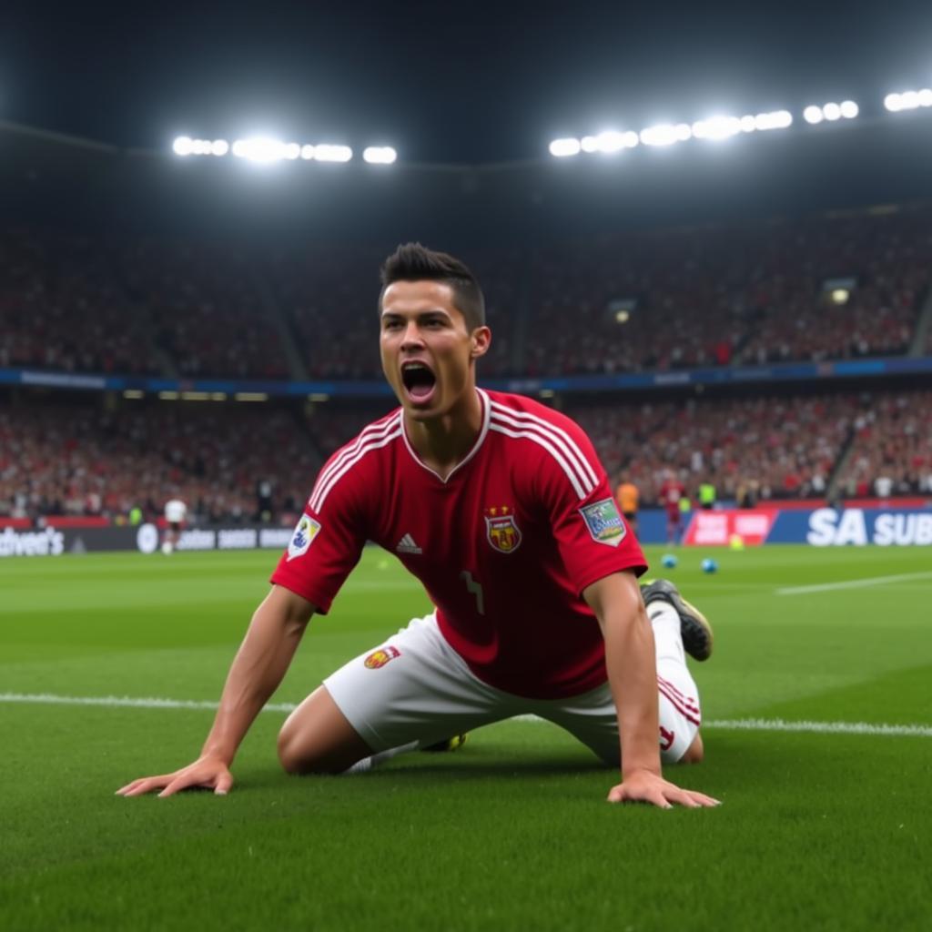 Ronaldo ăn mừng trượt cỏ trong FIFA 3