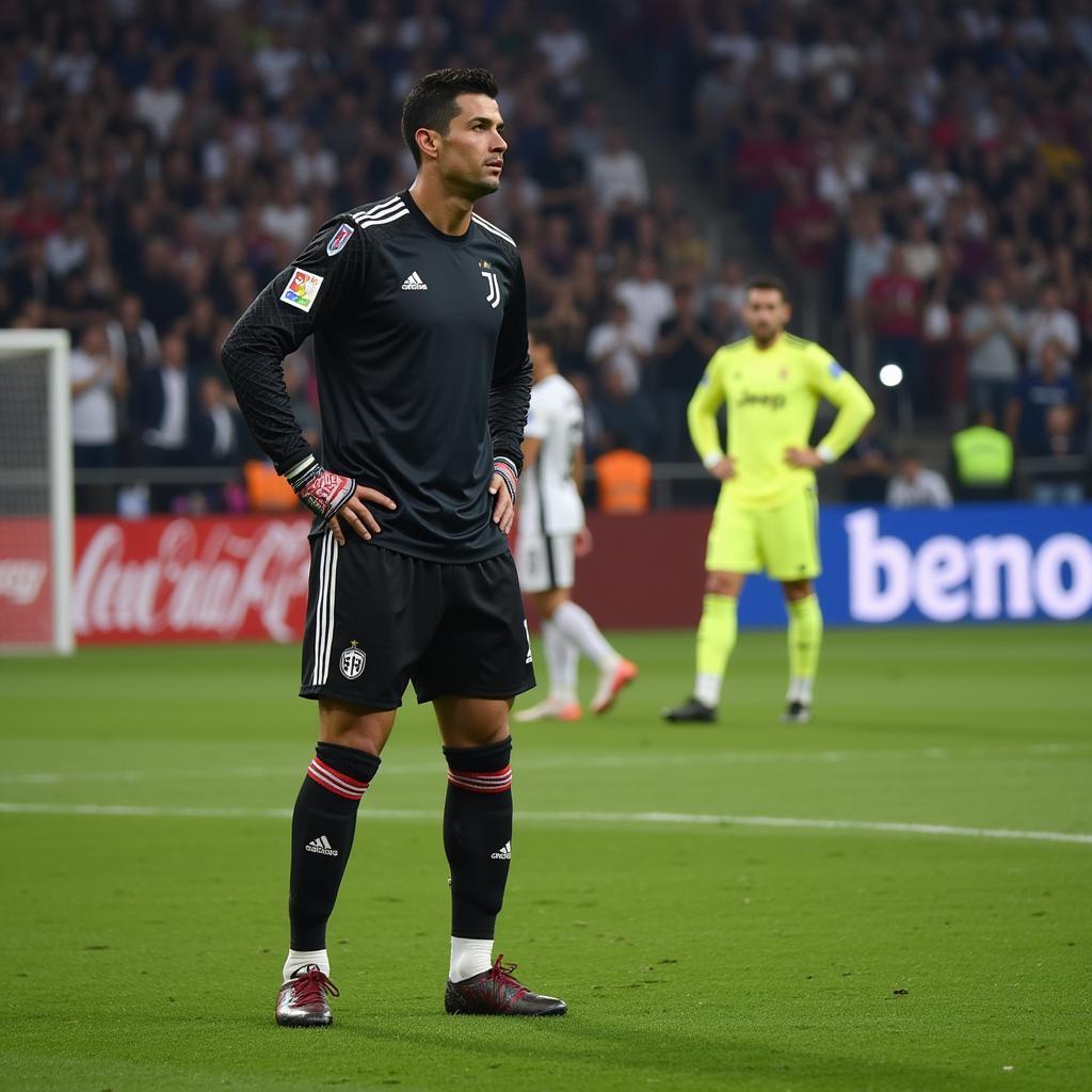 Buffon đứng nhìn với vẻ mặt thán phục trước siêu phẩm của Ronaldo