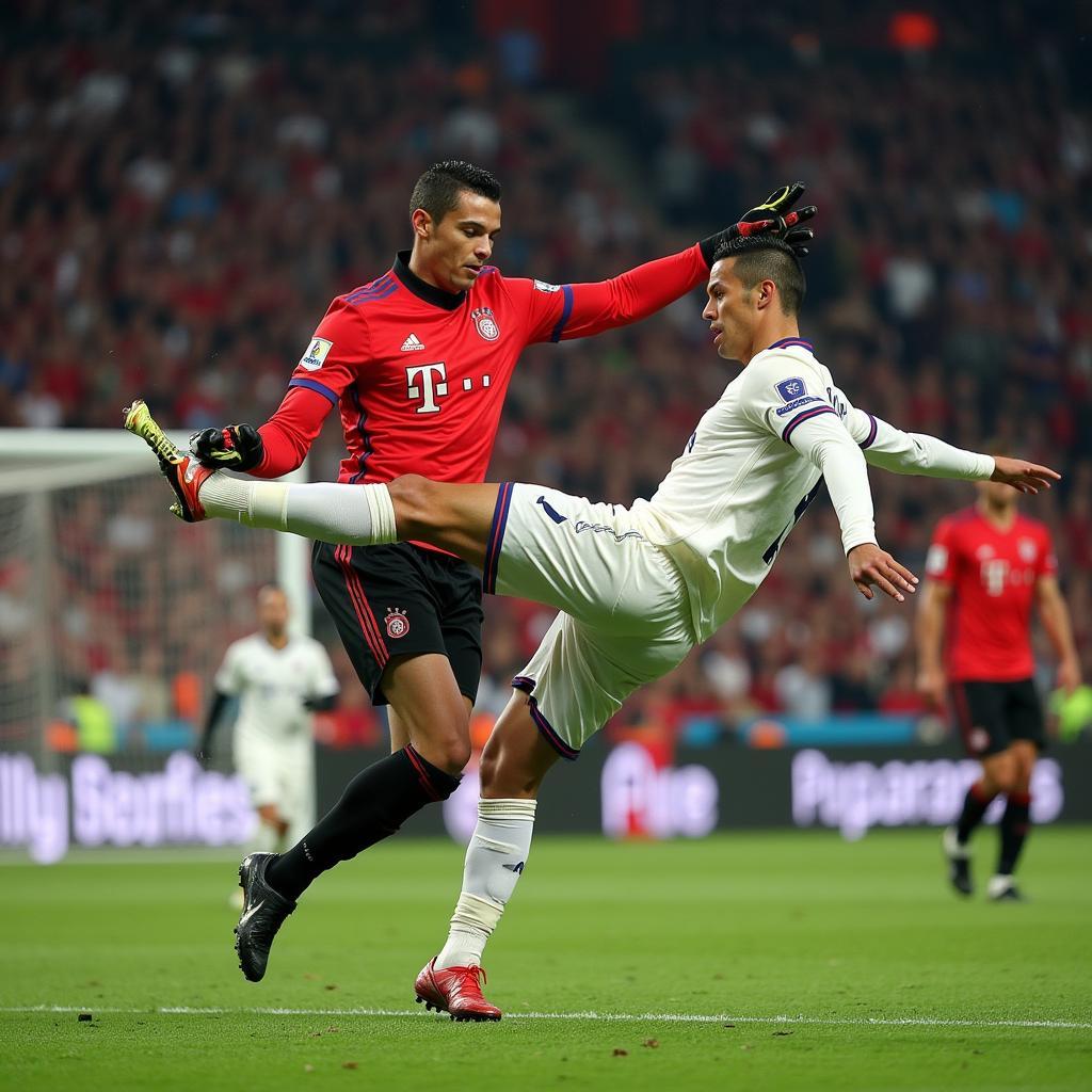 Ronaldo scoring a bicycle kick against Buffon