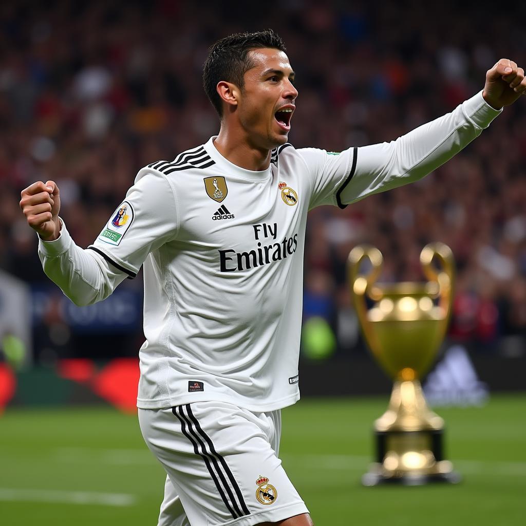 Ronaldo celebrating a goal as Golden Boot winner