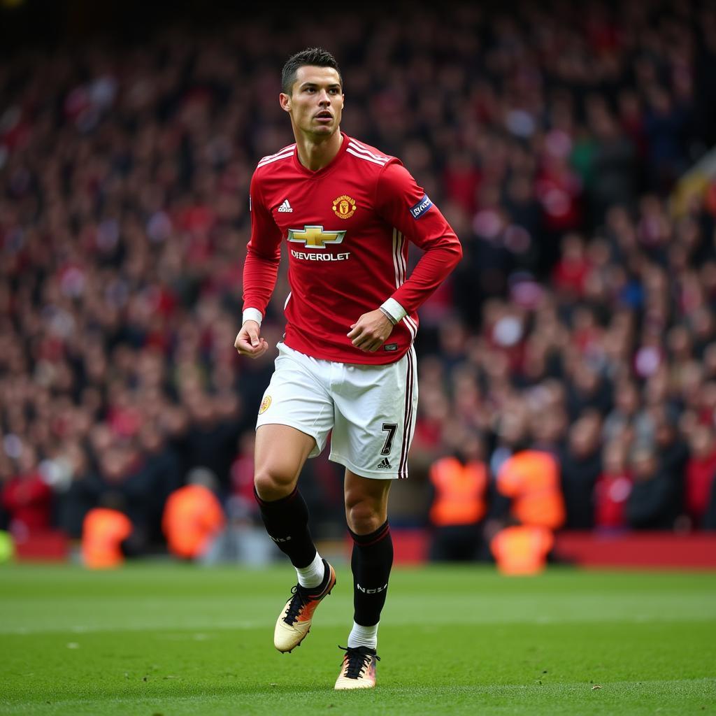 Ronaldo celebrating a goal for Manchester United