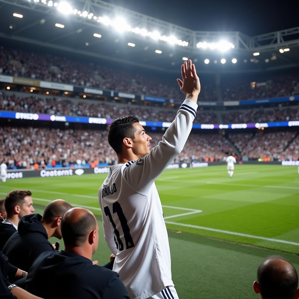 Ronaldo chào các CĐV Real Madrid