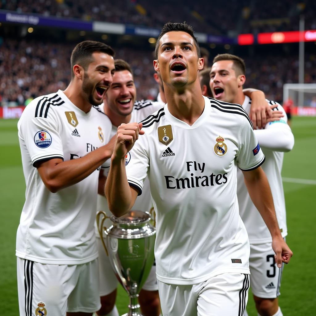 Ronaldo cùng đồng đội ăn mừng chức vô địch Champions League