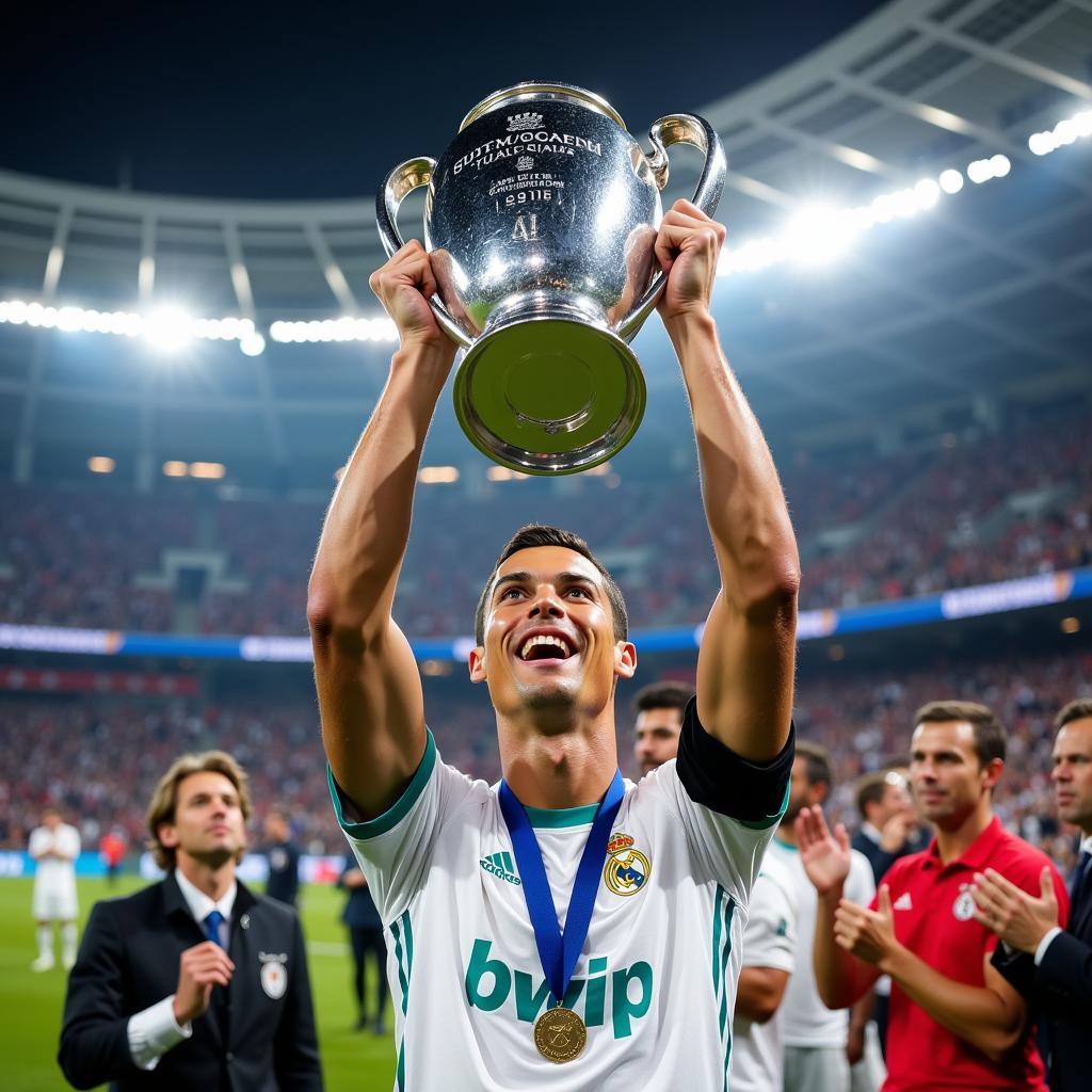 Ronaldo đeo băng đội trưởng Real Madrid chinh phục Champions League