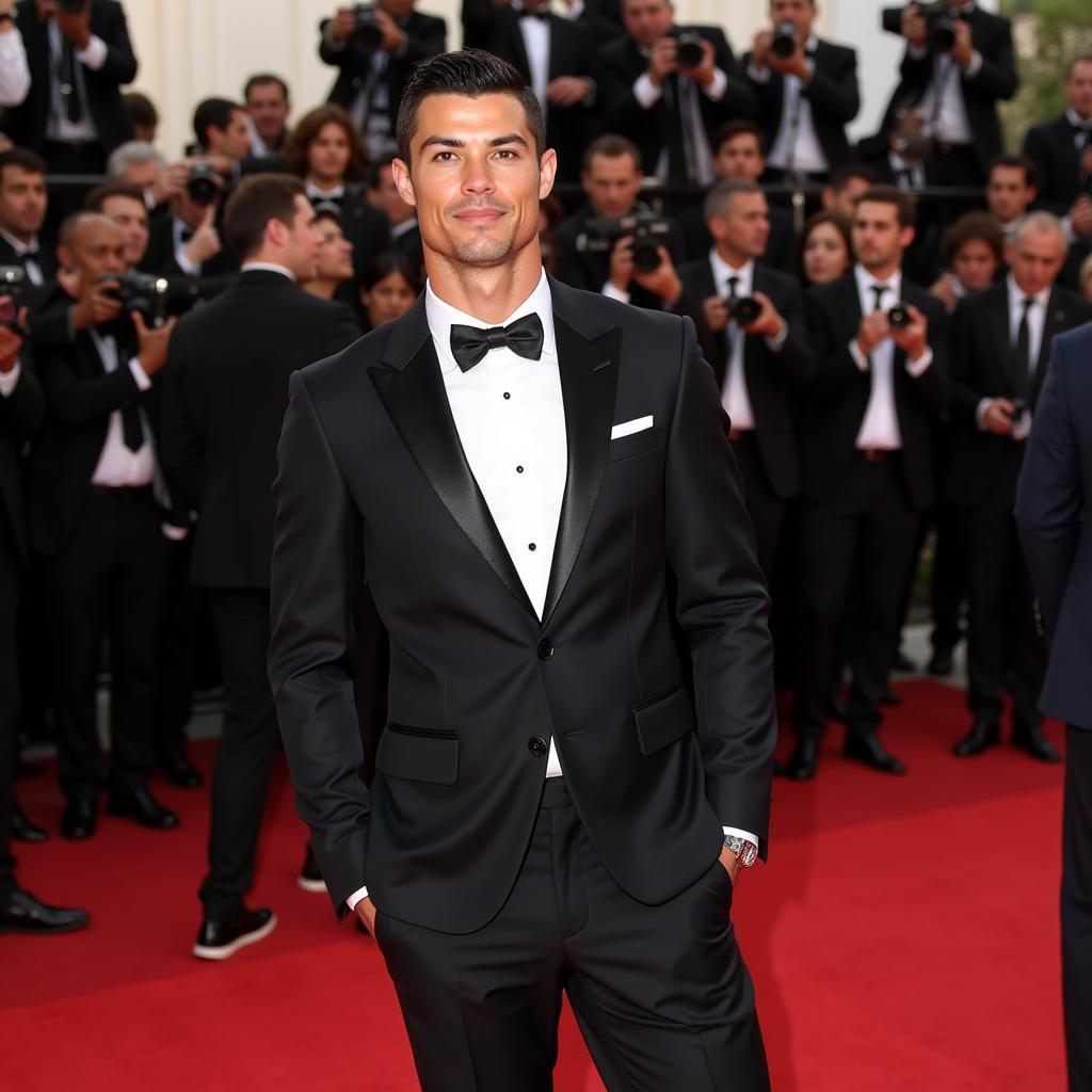 Ronaldo diện vest trên thảm đỏ