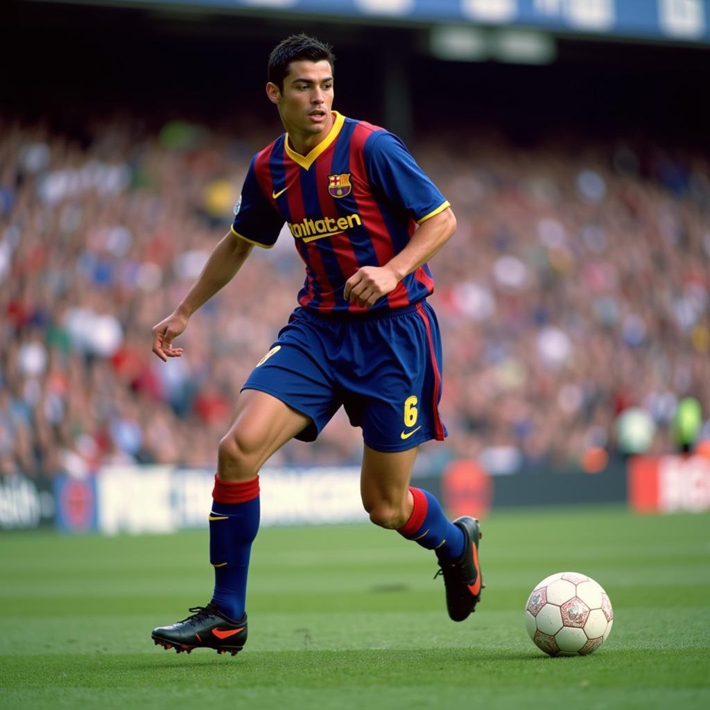 Ronaldo in his Barcelona jersey during his prime