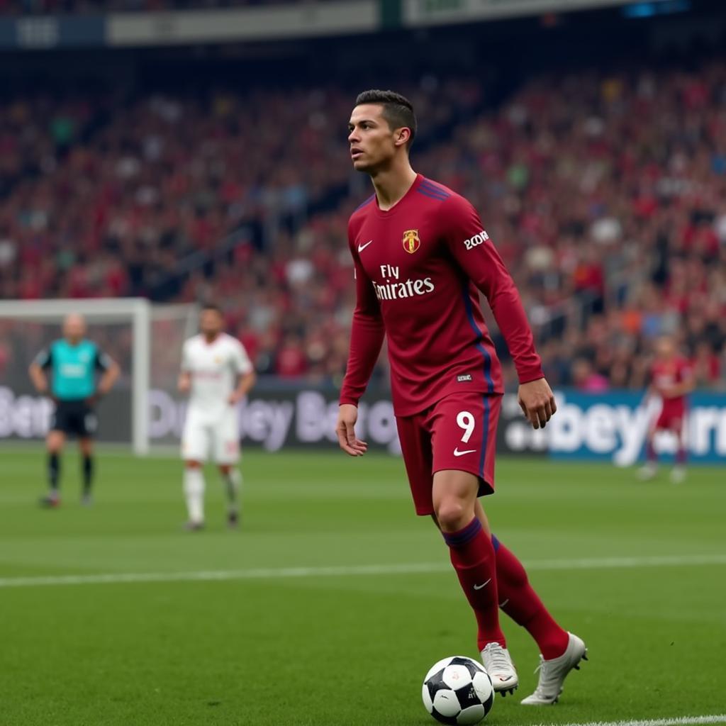 Ronaldo thực hiện cú sút phạt trong FIFA Mobile 20