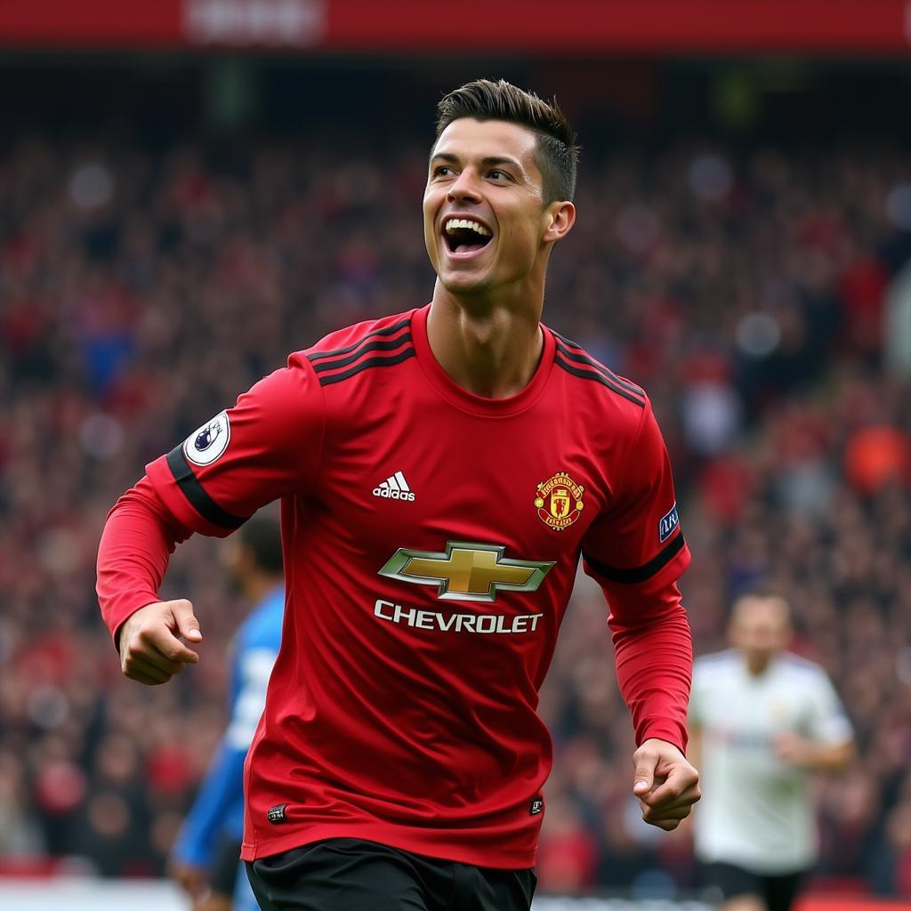 Ronaldo ghi bàn trong màu áo Manchester United